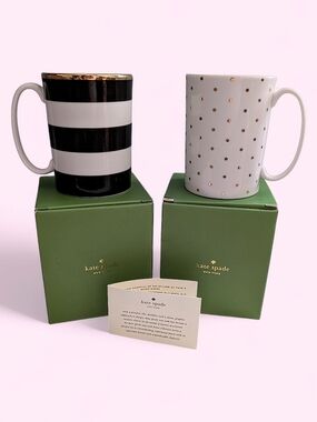 Kate Spade x Lenox Everdone Porcelain Mug Set New In Box